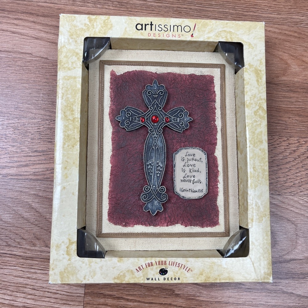 1 Corinthian 13:5 Cross Wall Hanging Art Plaque Artissimo Judy Kaufman NEW